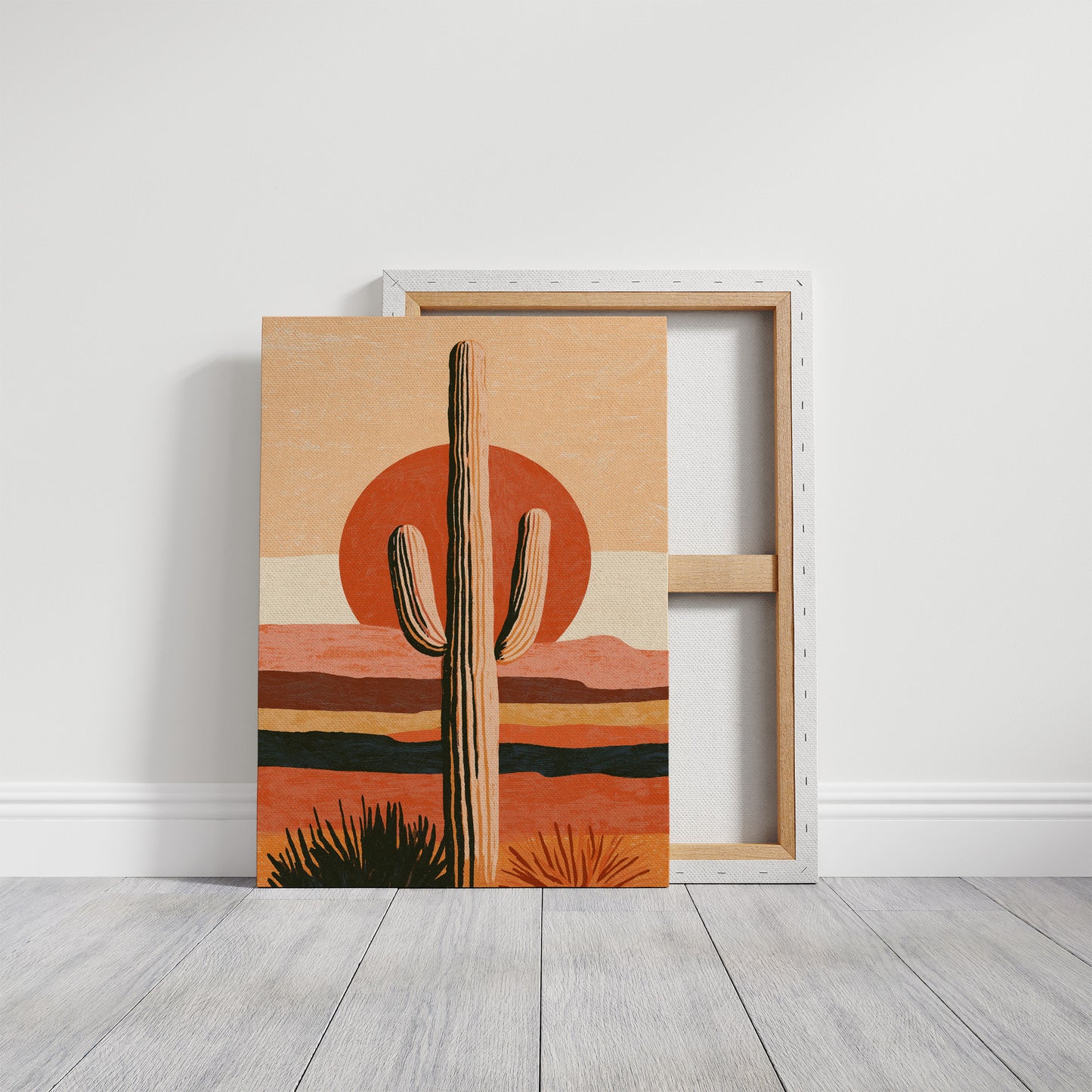 Illustrated Saguaro Layered Sunset
