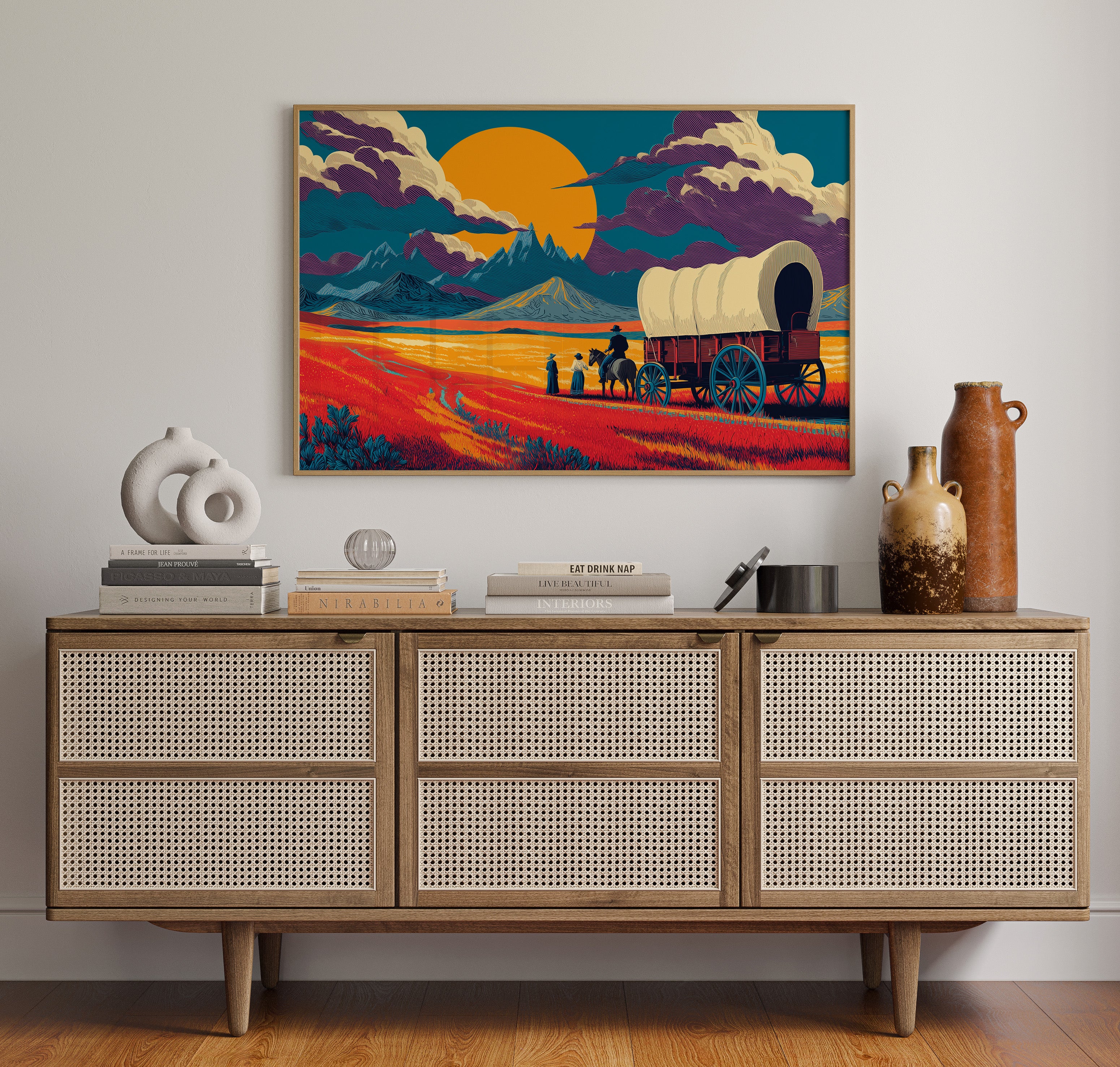 Prairie Wagons Chase Mountain Sunsets