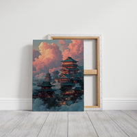 Ancient Temples Touch Sunset Clouds