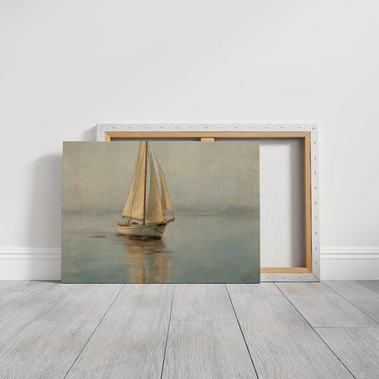 Sailboat Drifts Through Morning Mist