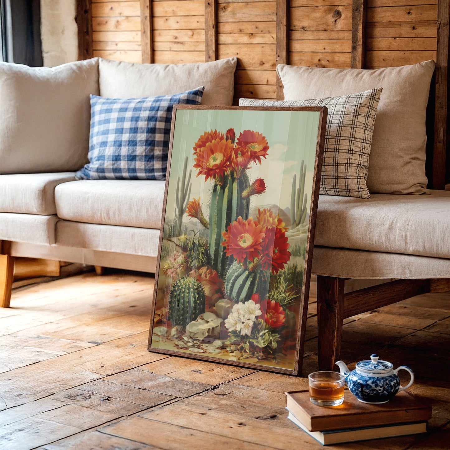 Desert Blooms Dance Against Mountains