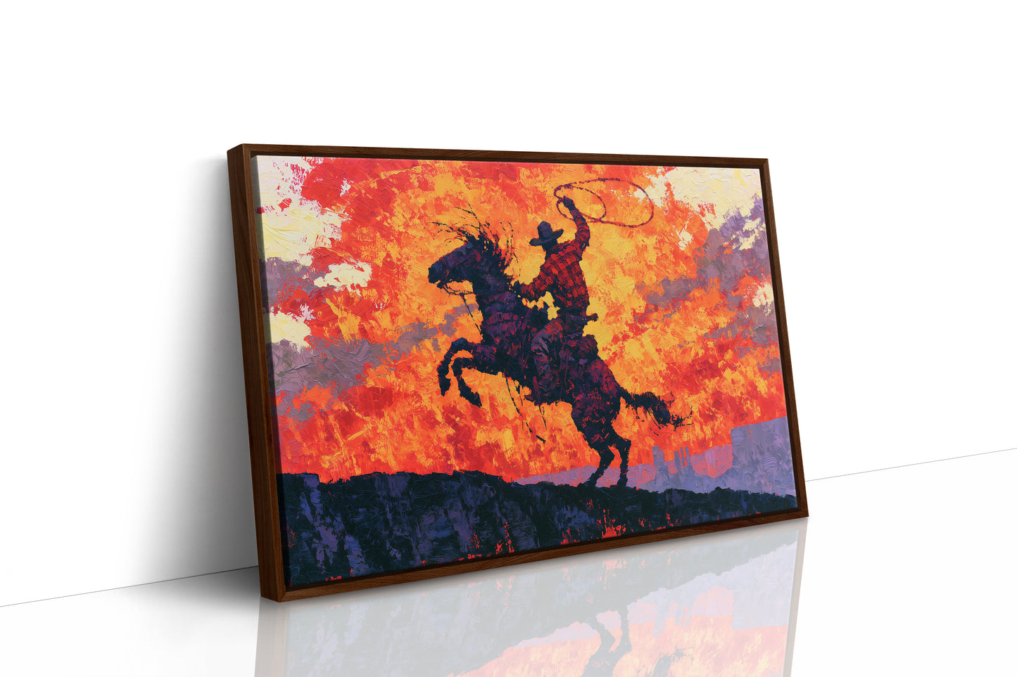 Rearing Cowboy, Desert Sunset Blaze
