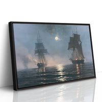 Tall Ships Under a Hazy Moon