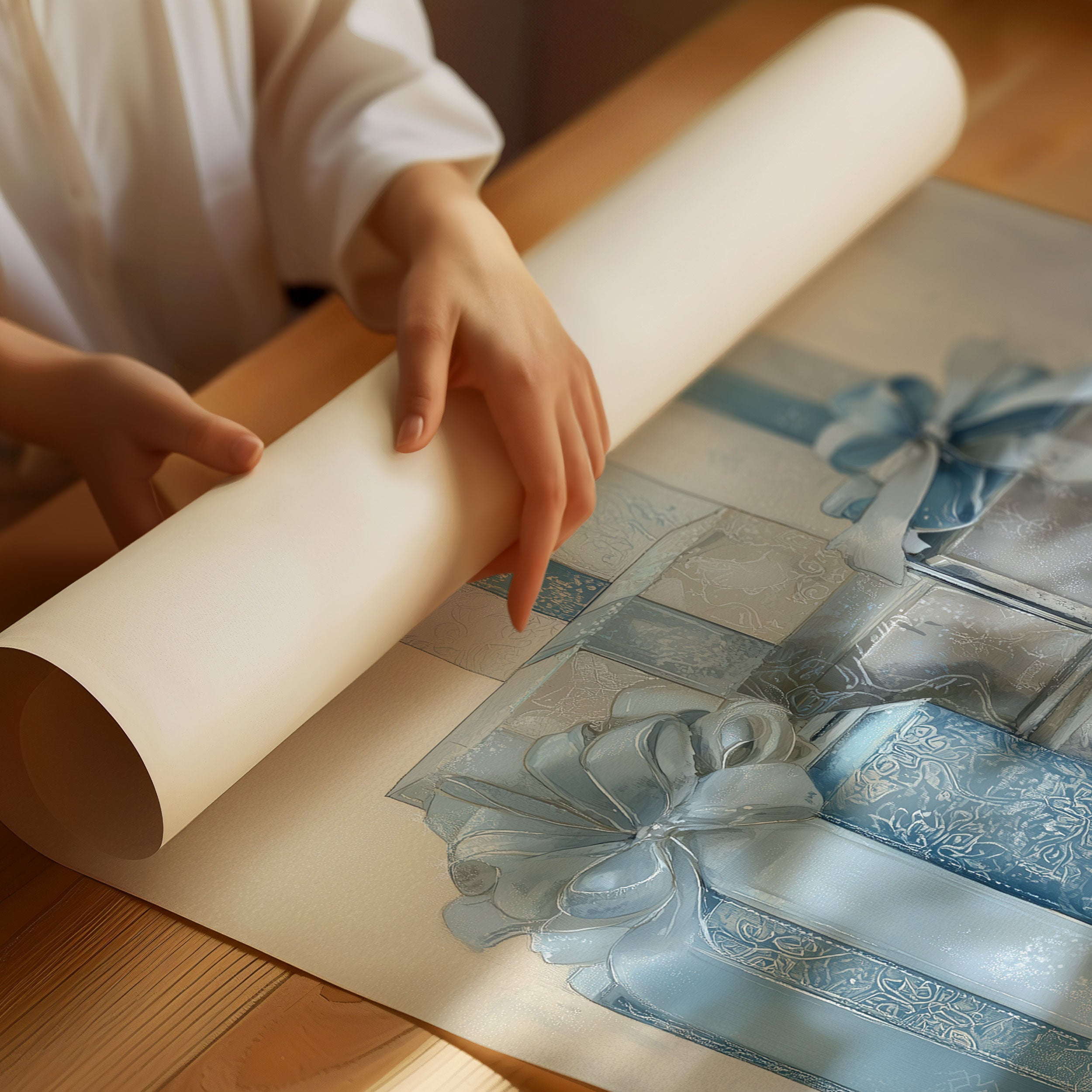 Blue Ribbons Wrap Winter's Secrets
