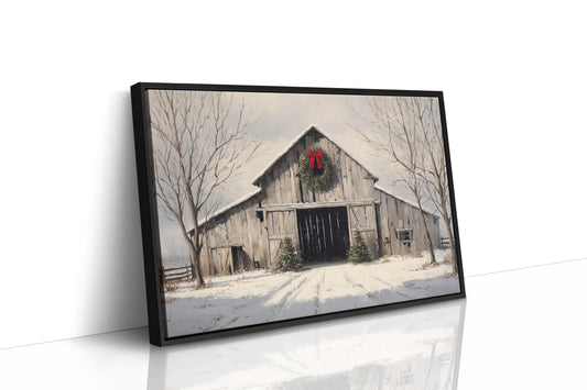 Winter Barn Wears Holiday Red