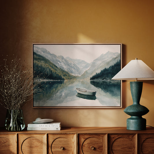 Lone Boat Mirrors Mountain Peace