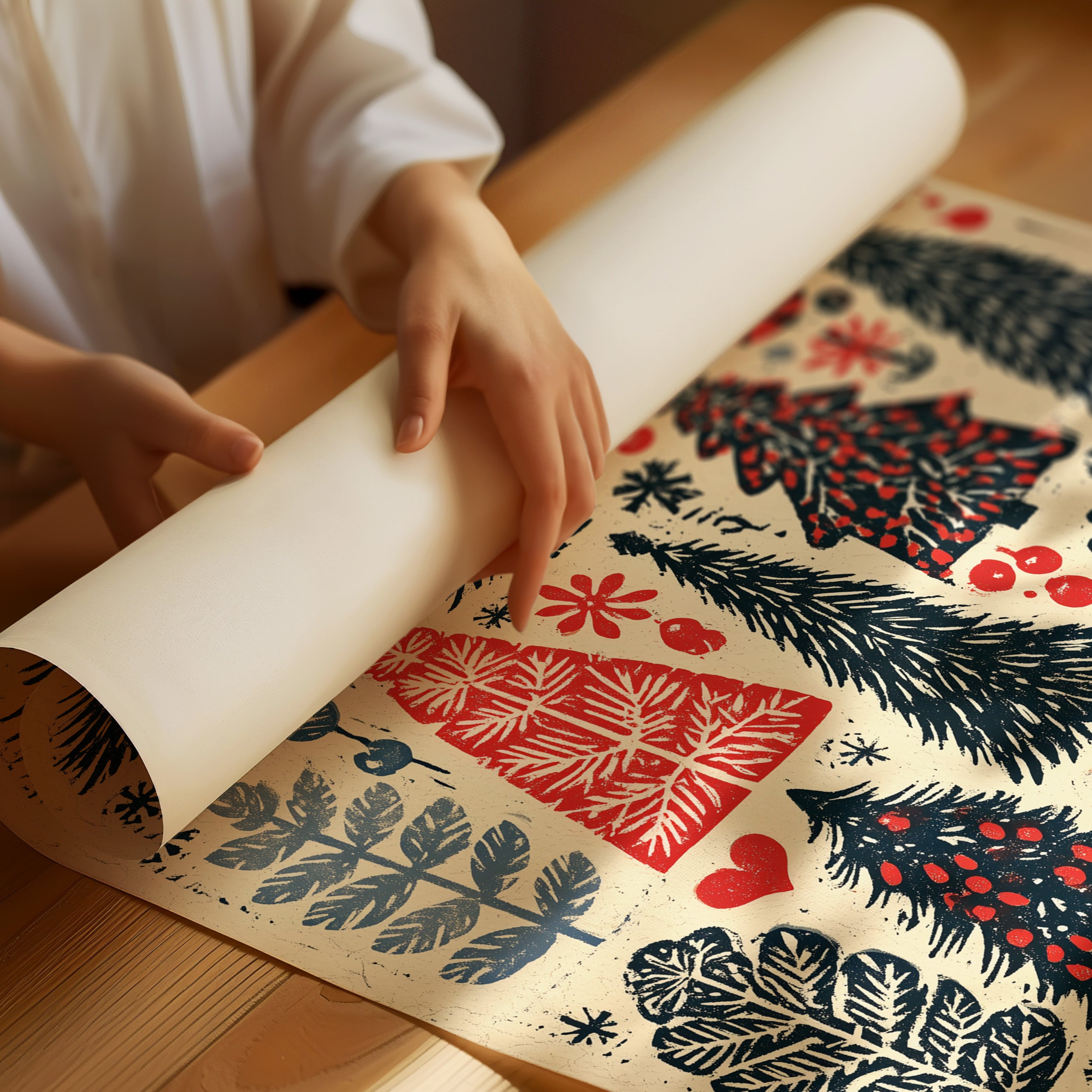 Scandinavian Winter: Linocut Forest
