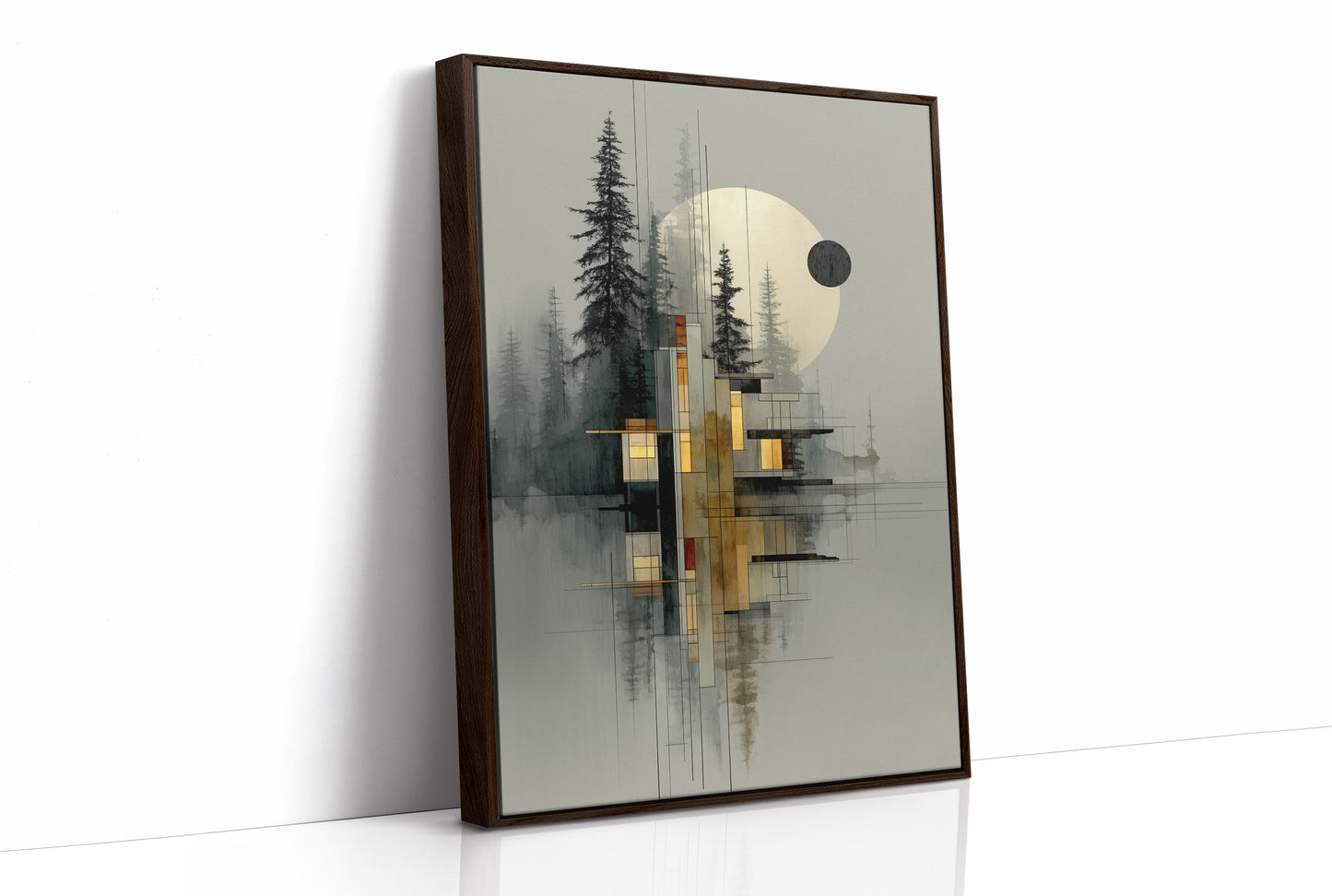 Geometric Pines Meet Rising Moon