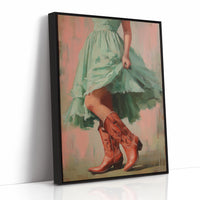 Red Boots Lifting the Hem