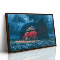 Red Barn Under a Blue Moon