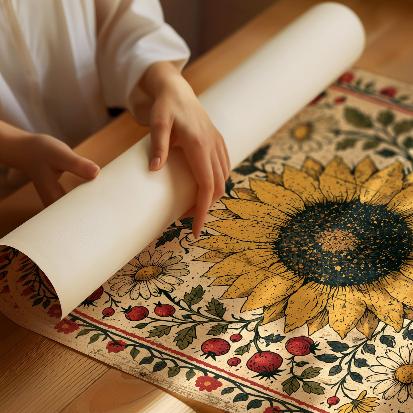 Sunflower Folk Tapestry