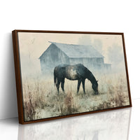 Grazing Horse, Foggy Farmstead