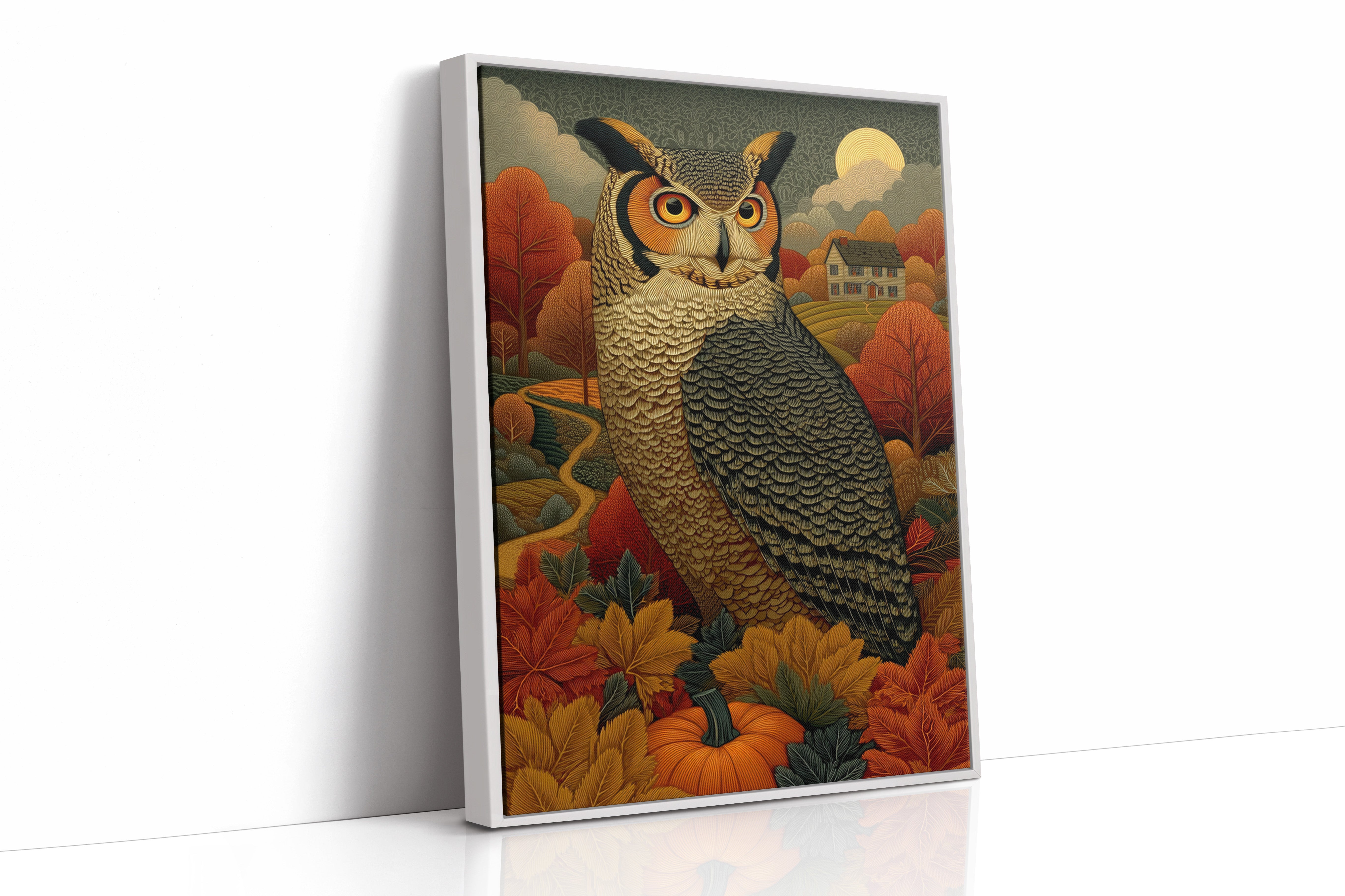 Autumn Moon Watches The Farmhouse
