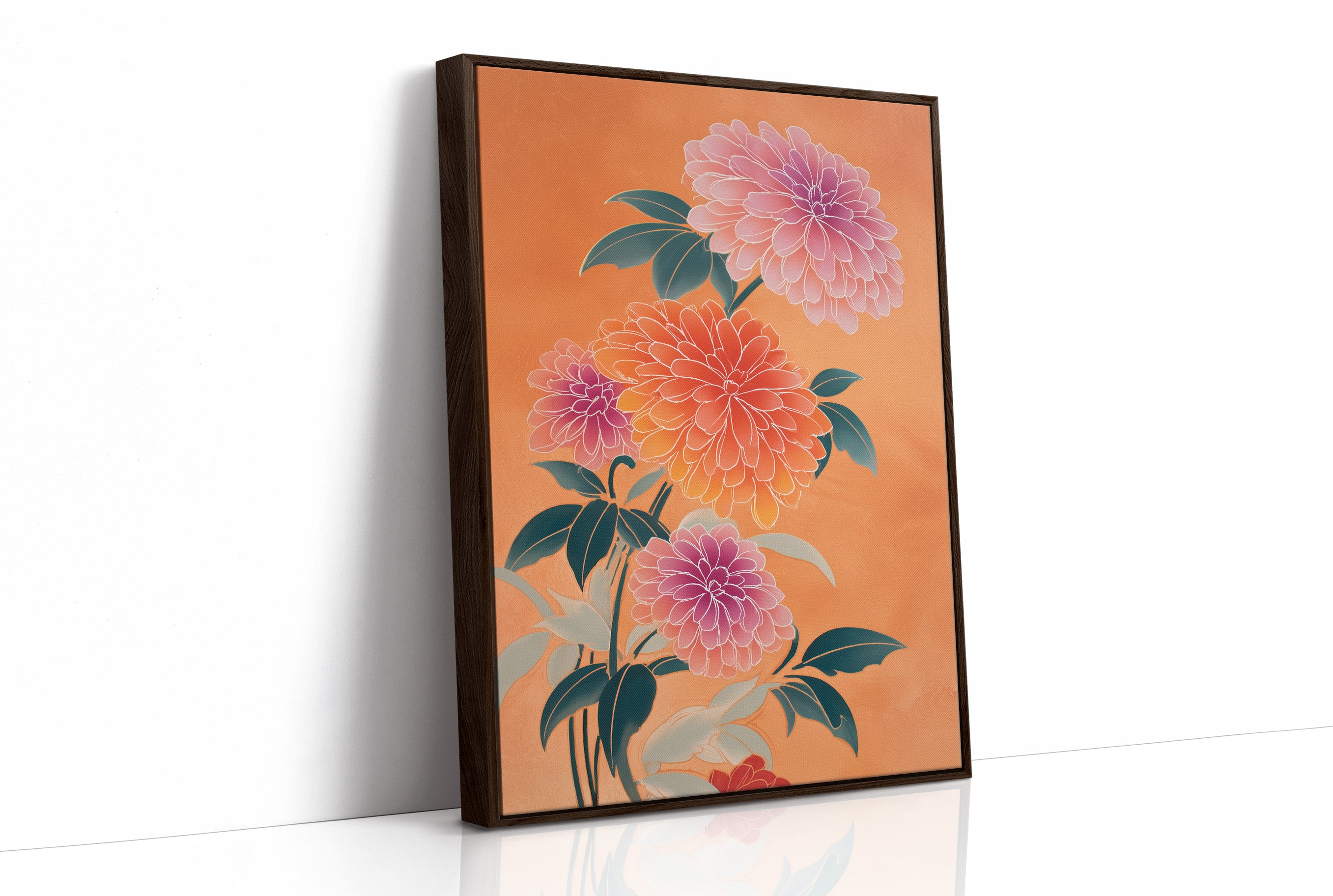 Dahlias Dance In Coral Light