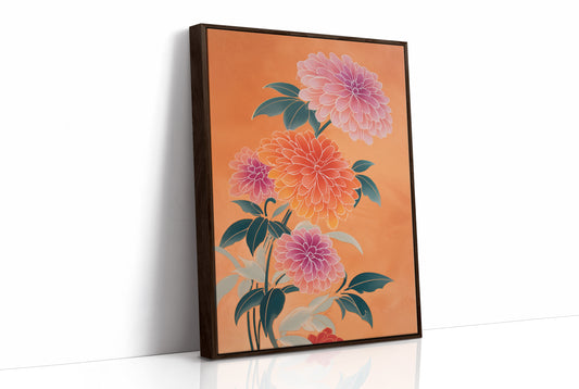 Dahlias Dance In Coral Light