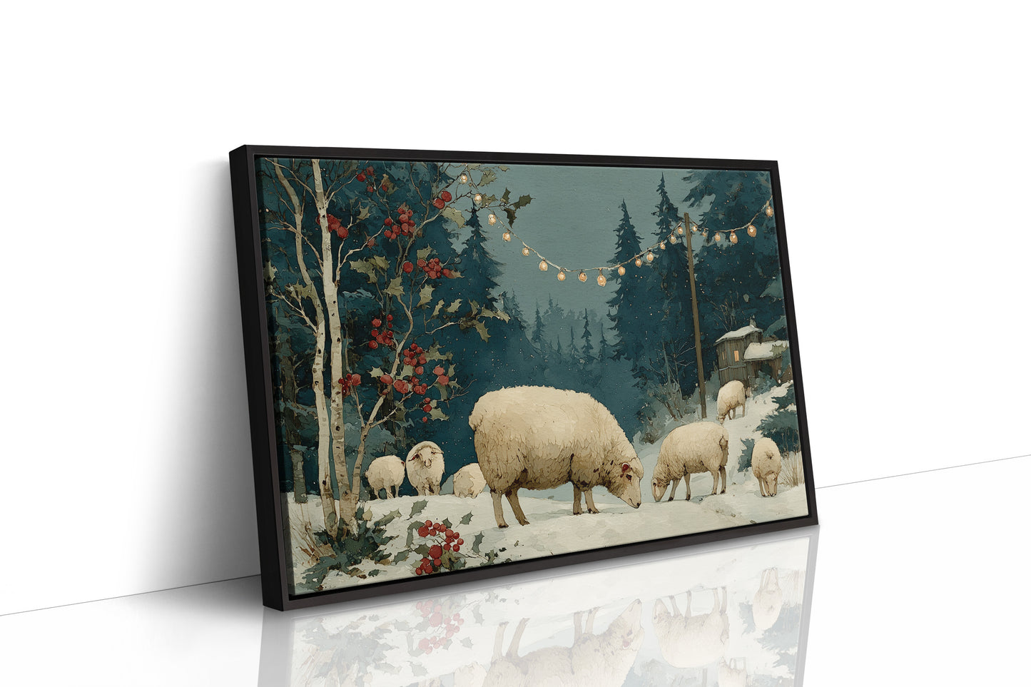 Sheep Under Winter Lights