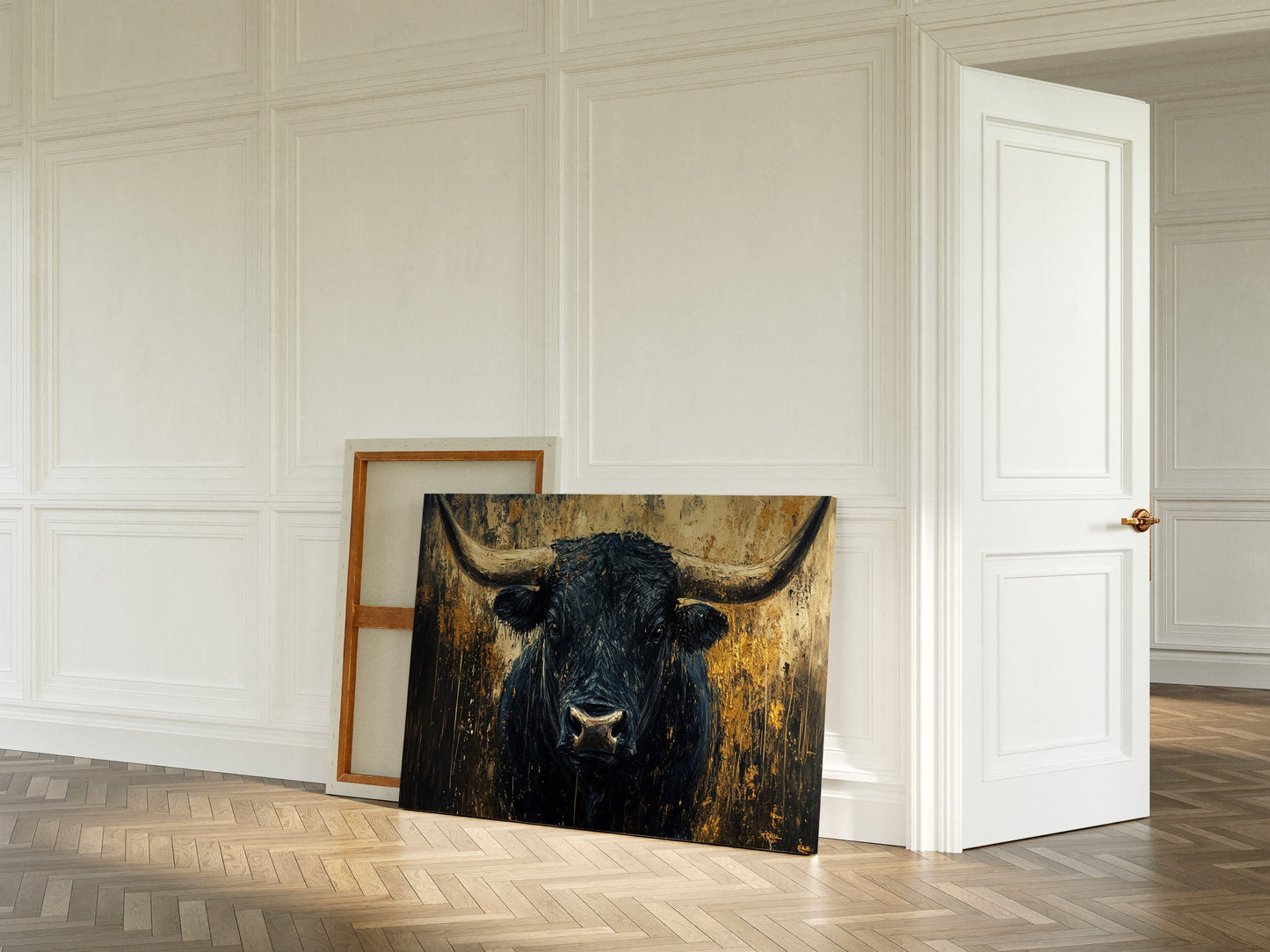 Black Bull Against Golden Storm