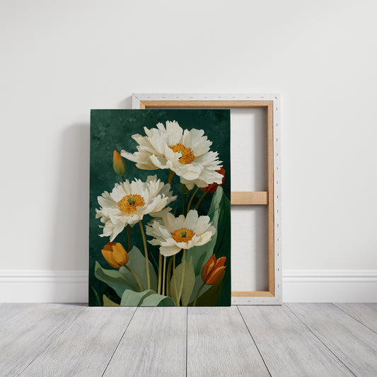 White Peonies and a Few Good Tulips