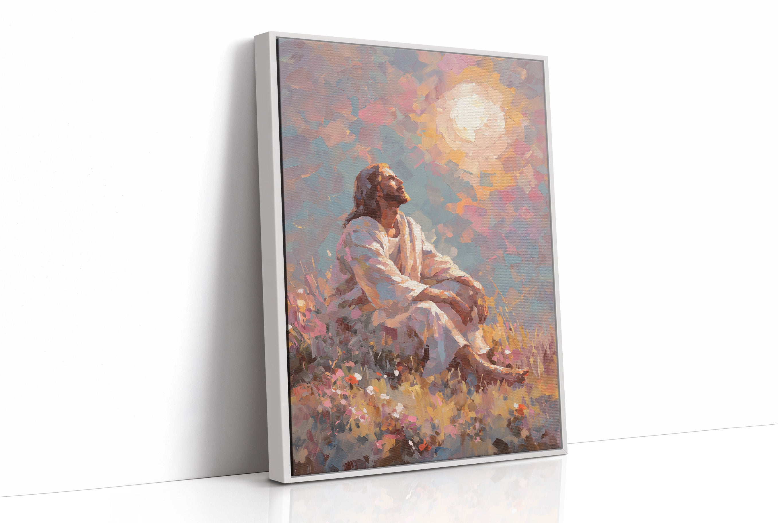 Sunlit Prayer On Hillside Canvas