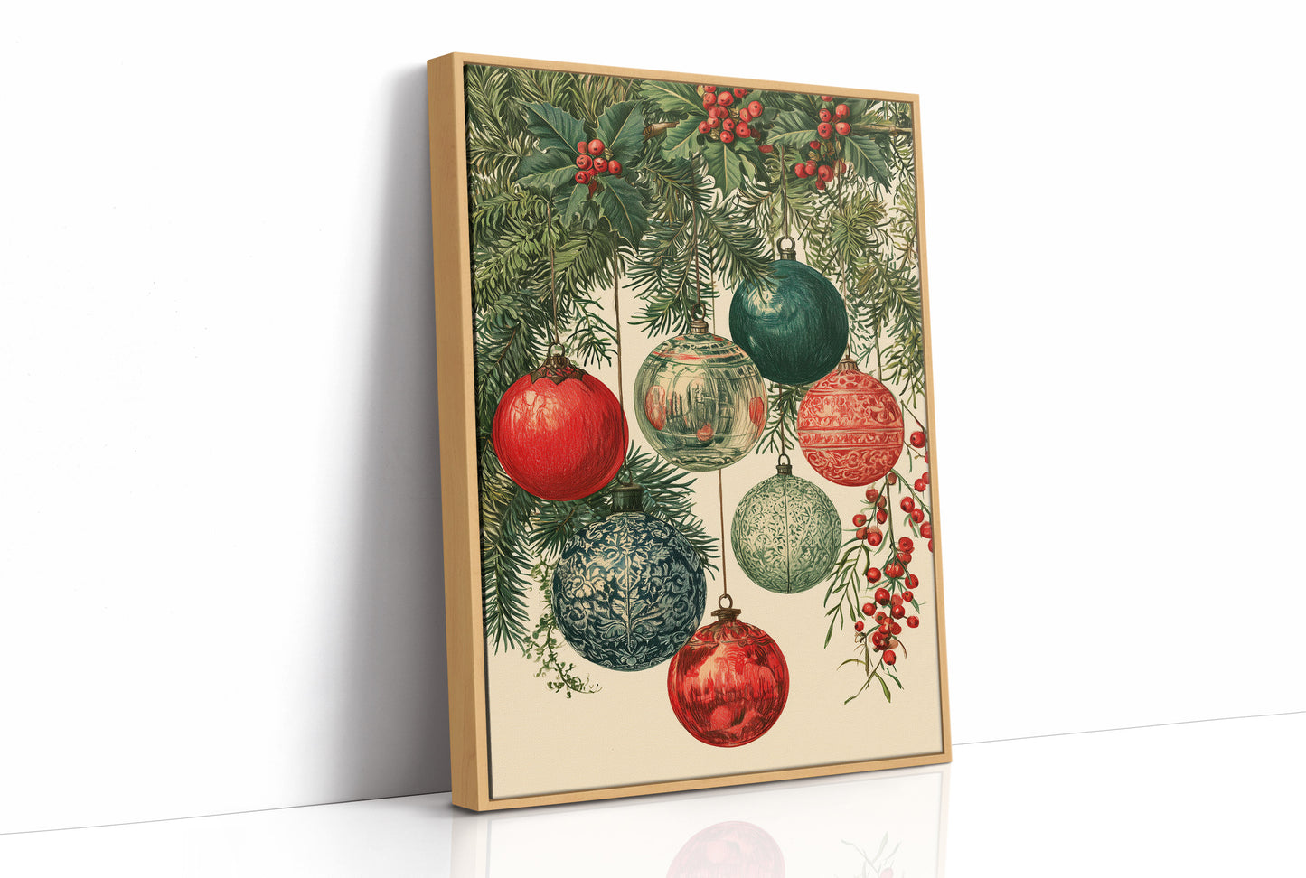 Vintage Glass Ornaments & Holly