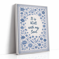 Indigo Blooms Frame Sacred Words
