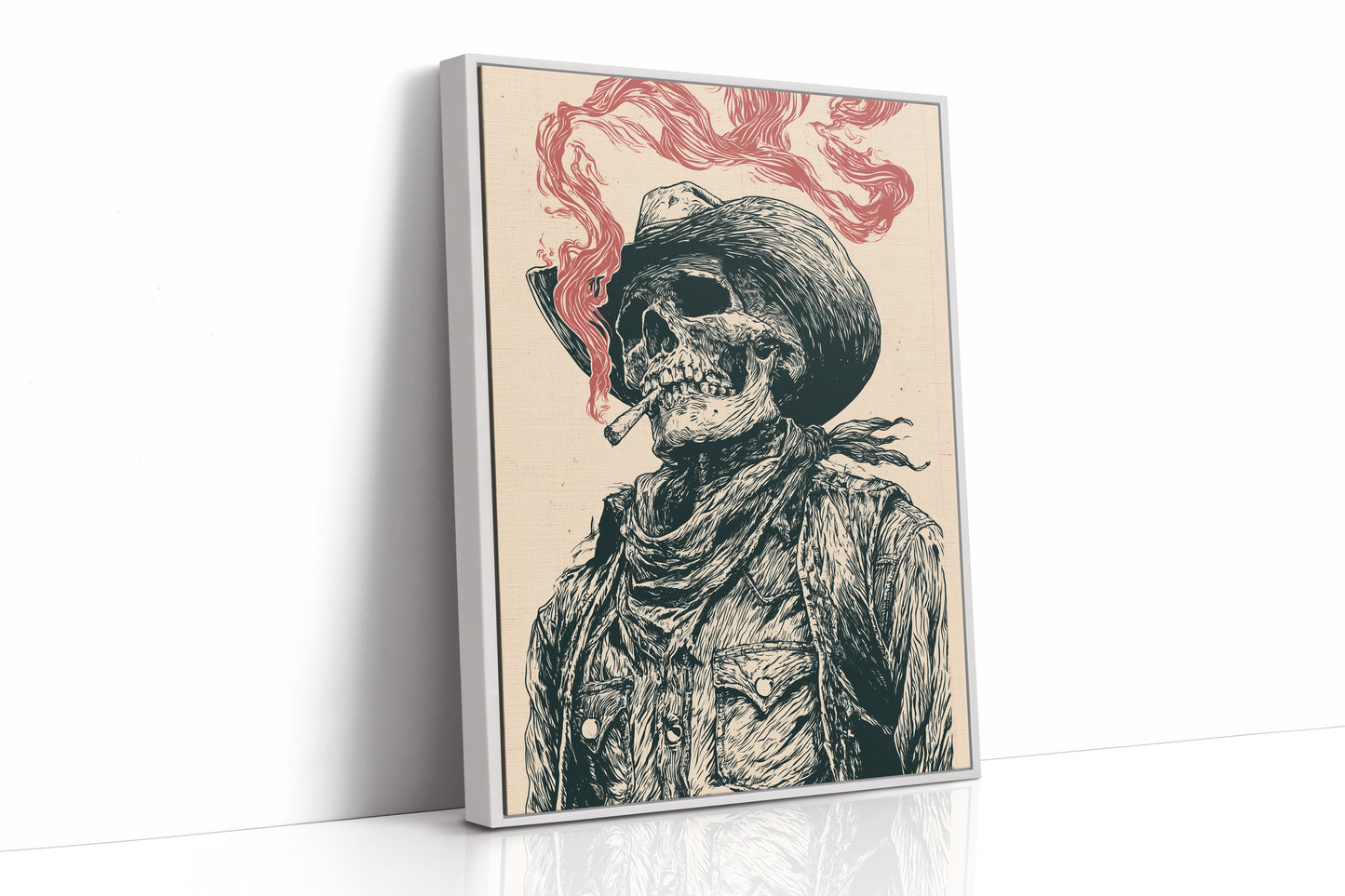 The Last Cowboy — Skeleton Portrait Engraving Print