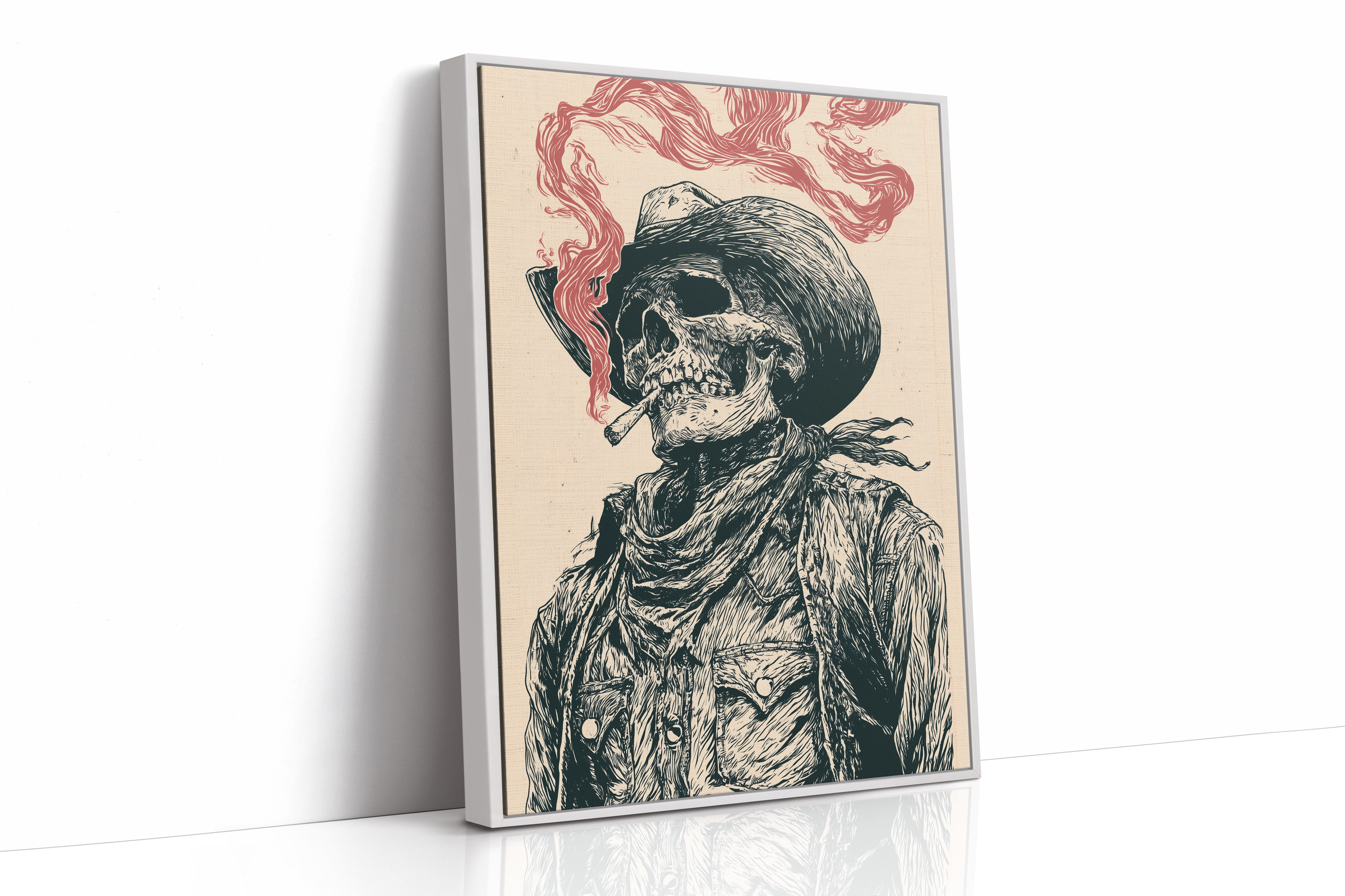 The Last Cowboy — Skeleton Portrait Engraving Print