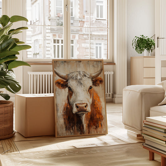 Sunset Longhorn on Weathered Wood