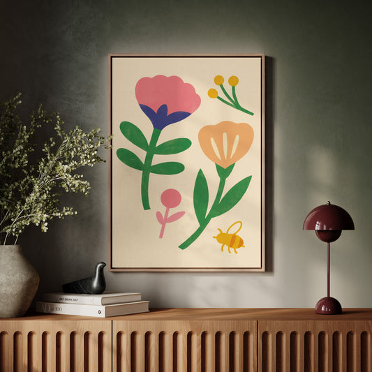Bumblebee and Blossoms on Cream