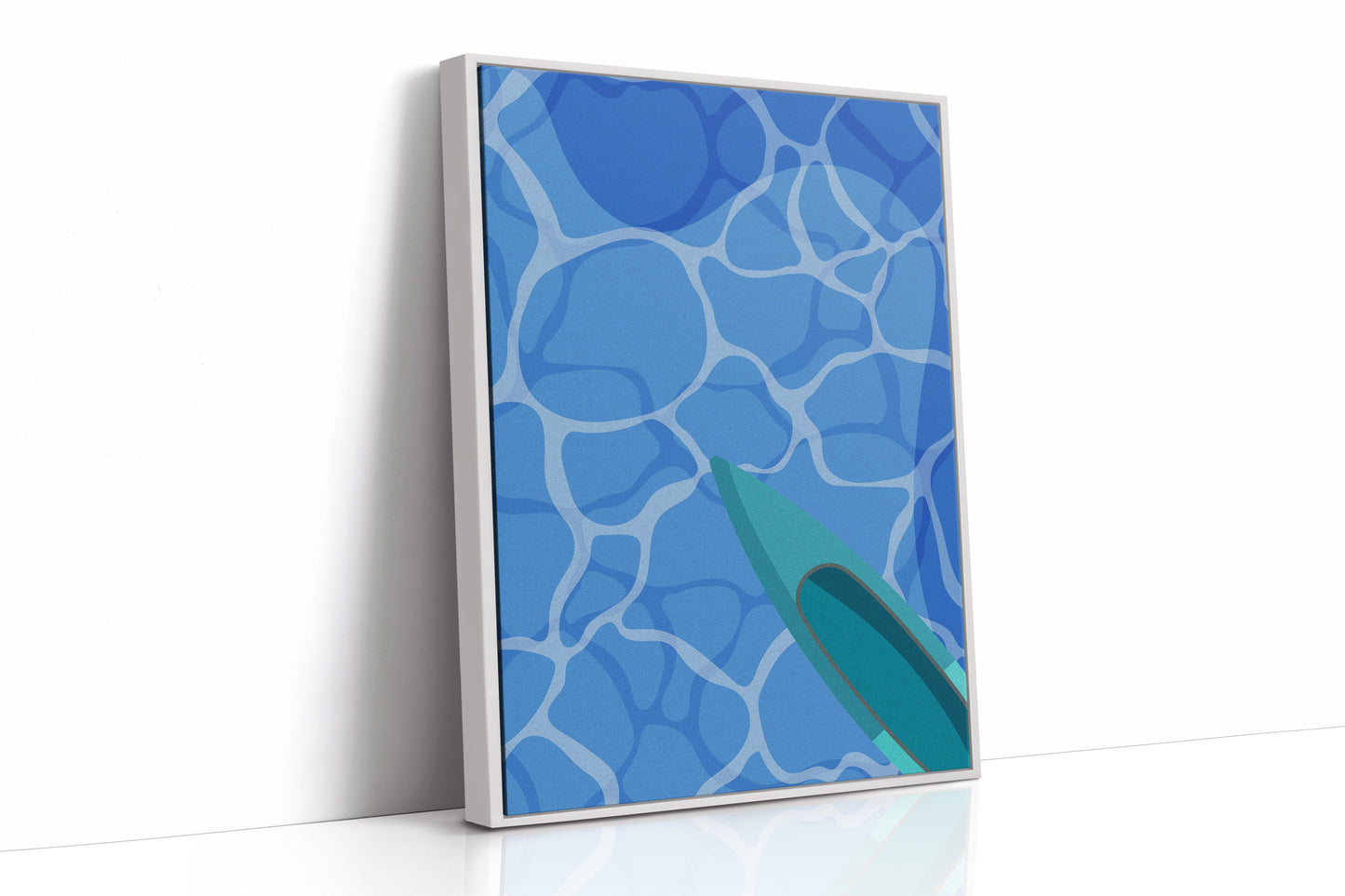 Surfboard Glides Through Crystal Waters