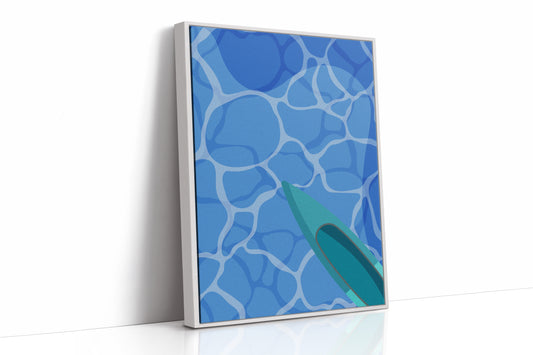 Surfboard Glides Through Crystal Waters