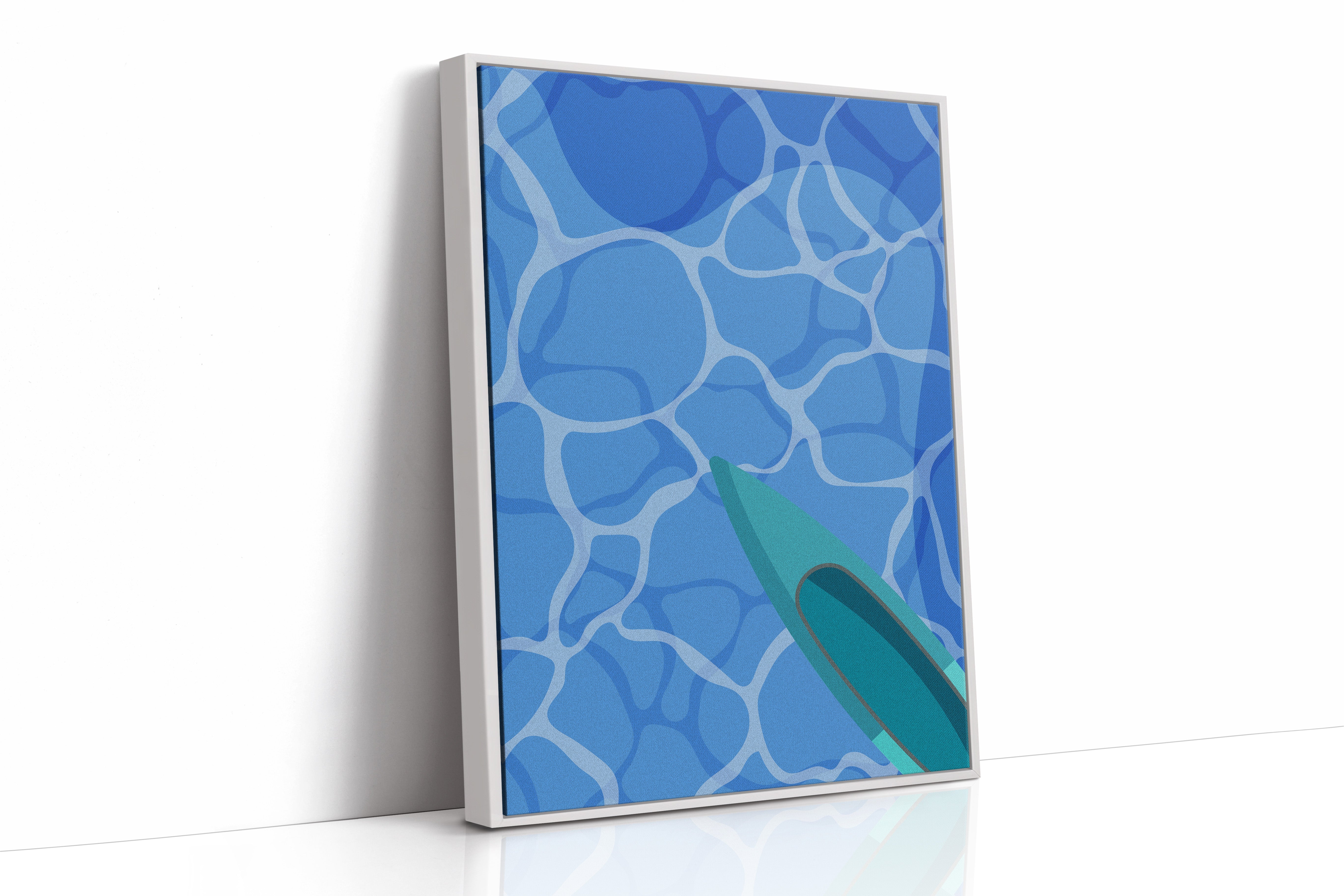 Surfboard Glides Through Crystal Waters