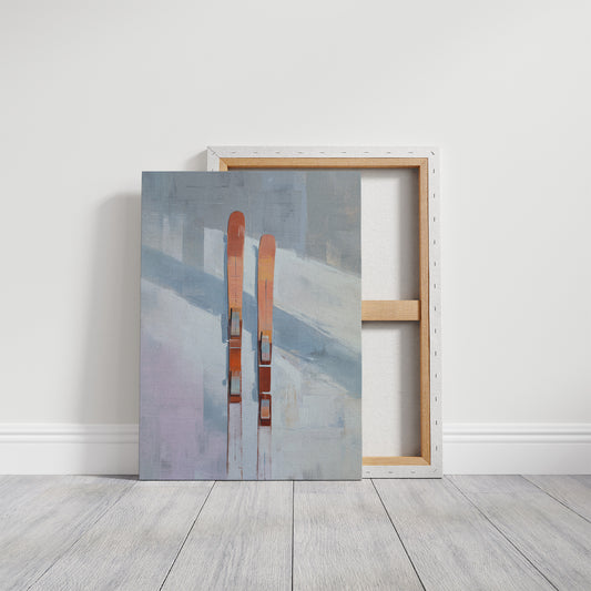 Alpine Duet: Copper Skis at Rest