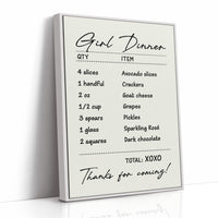 Girl Dinner, Itemized