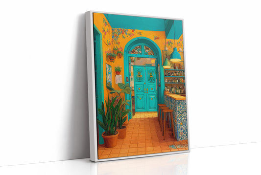Turquoise Doorway in Sunlit Cantina