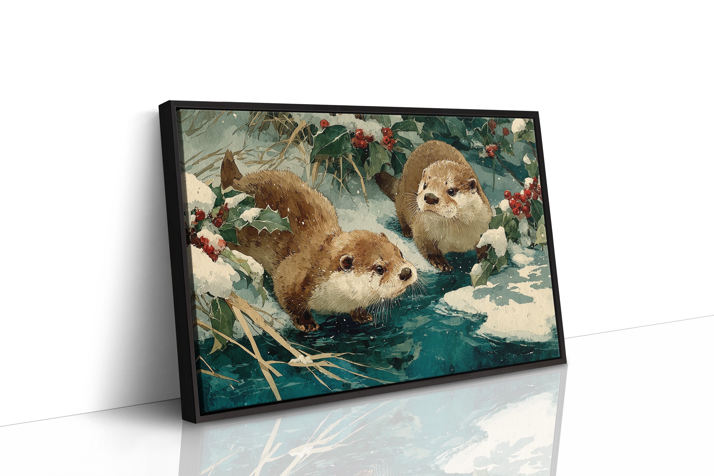 Two Otters, One Winter Stream