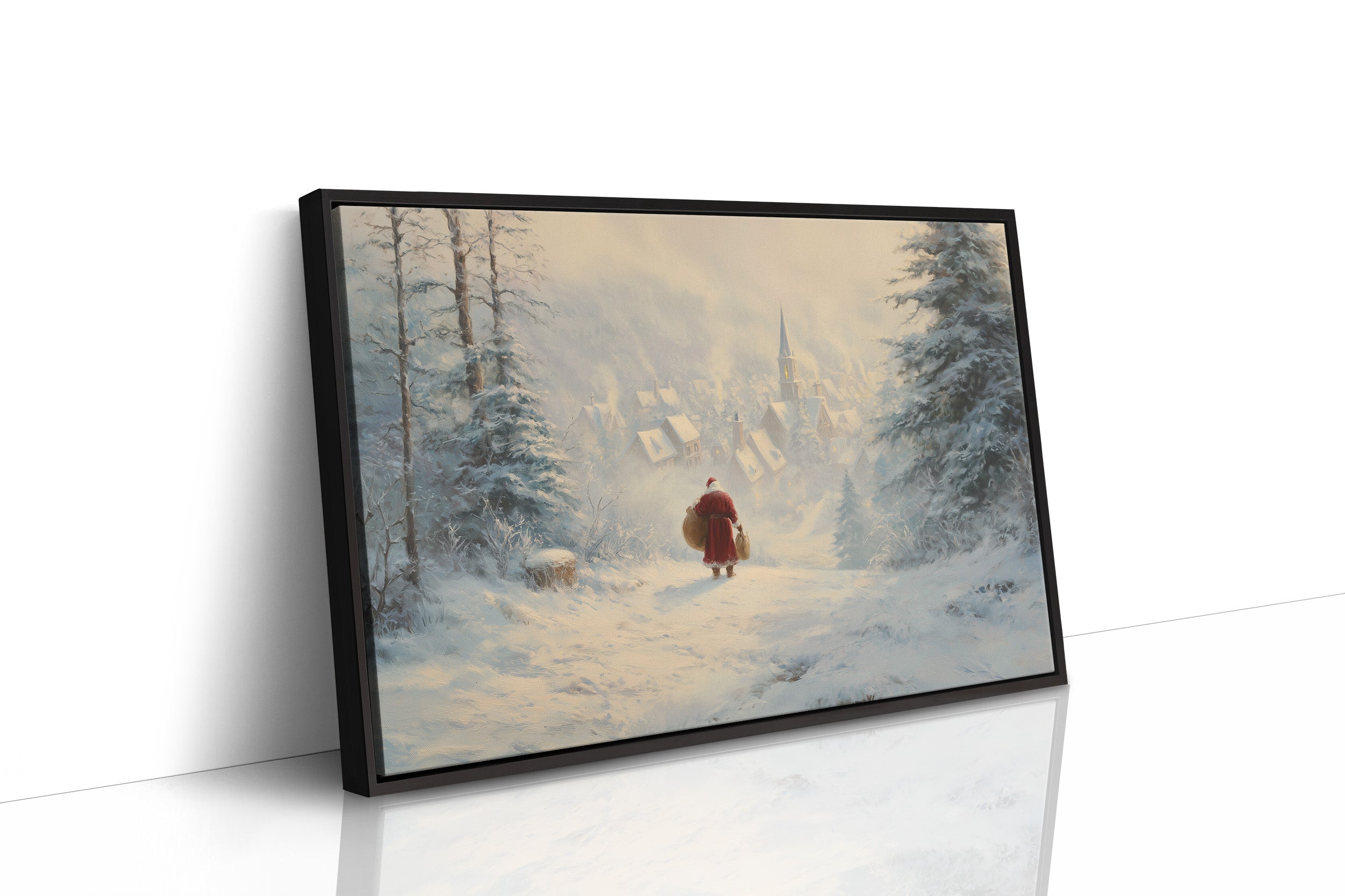 Snow Path Leads To Village Light