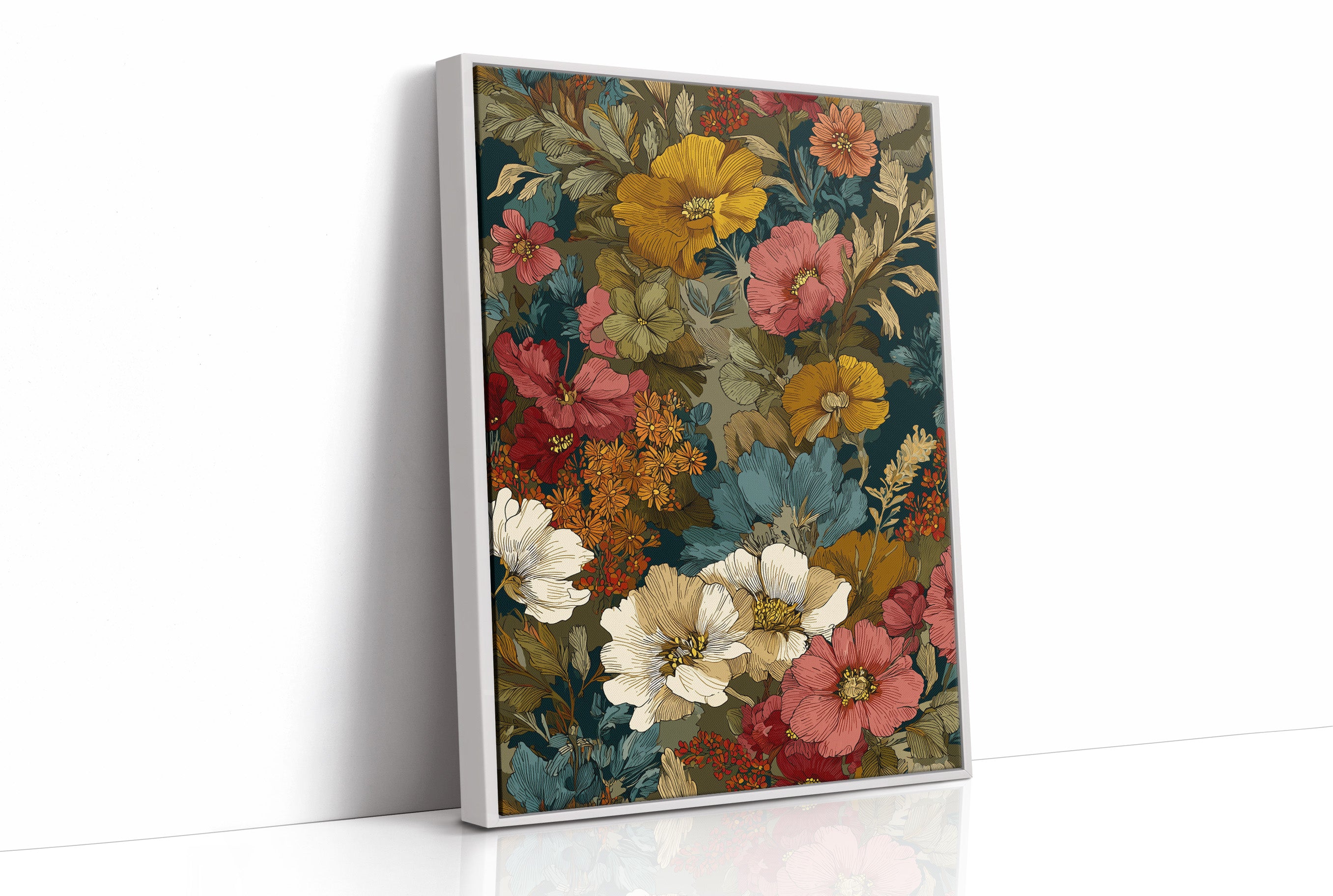 Golden Blooms Against Deep Teal