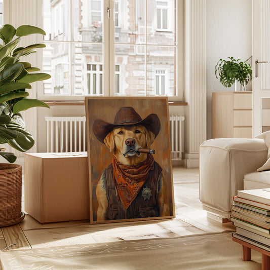 Golden Retriever Sheriff with Western Swagger