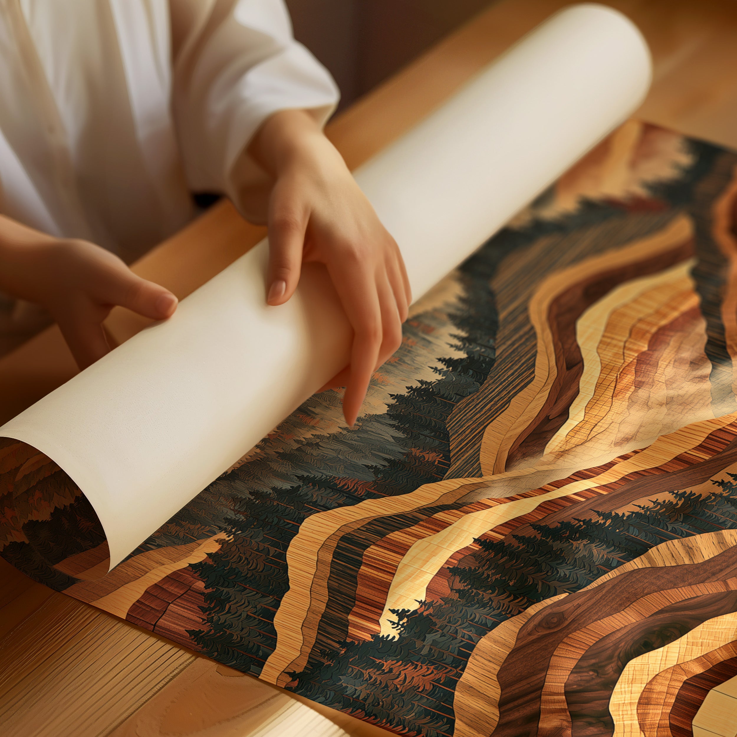Rolling Foothills in Marquetry