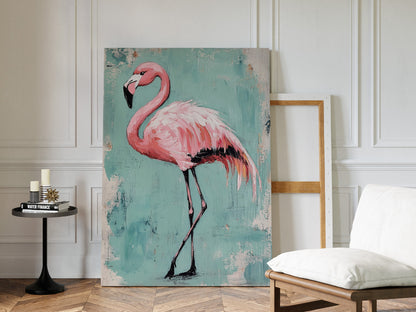 Flamingo Wall Art – Tropical Pink Bird Print, Boho Coastal Decor, Vibrant Animal Painting