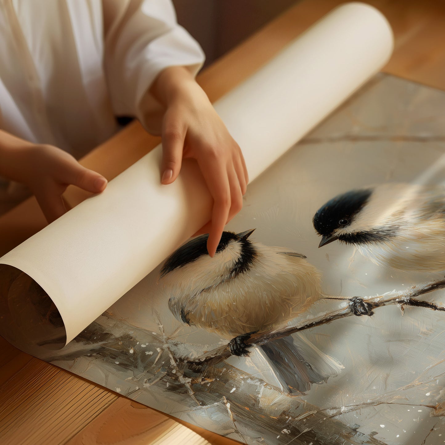 Winter Chickadees Share Morning Secrets