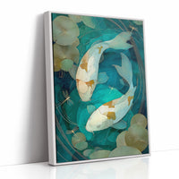 Koi Circle Through Lotus Depths