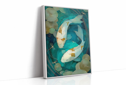 Koi Circle Through Lotus Depths