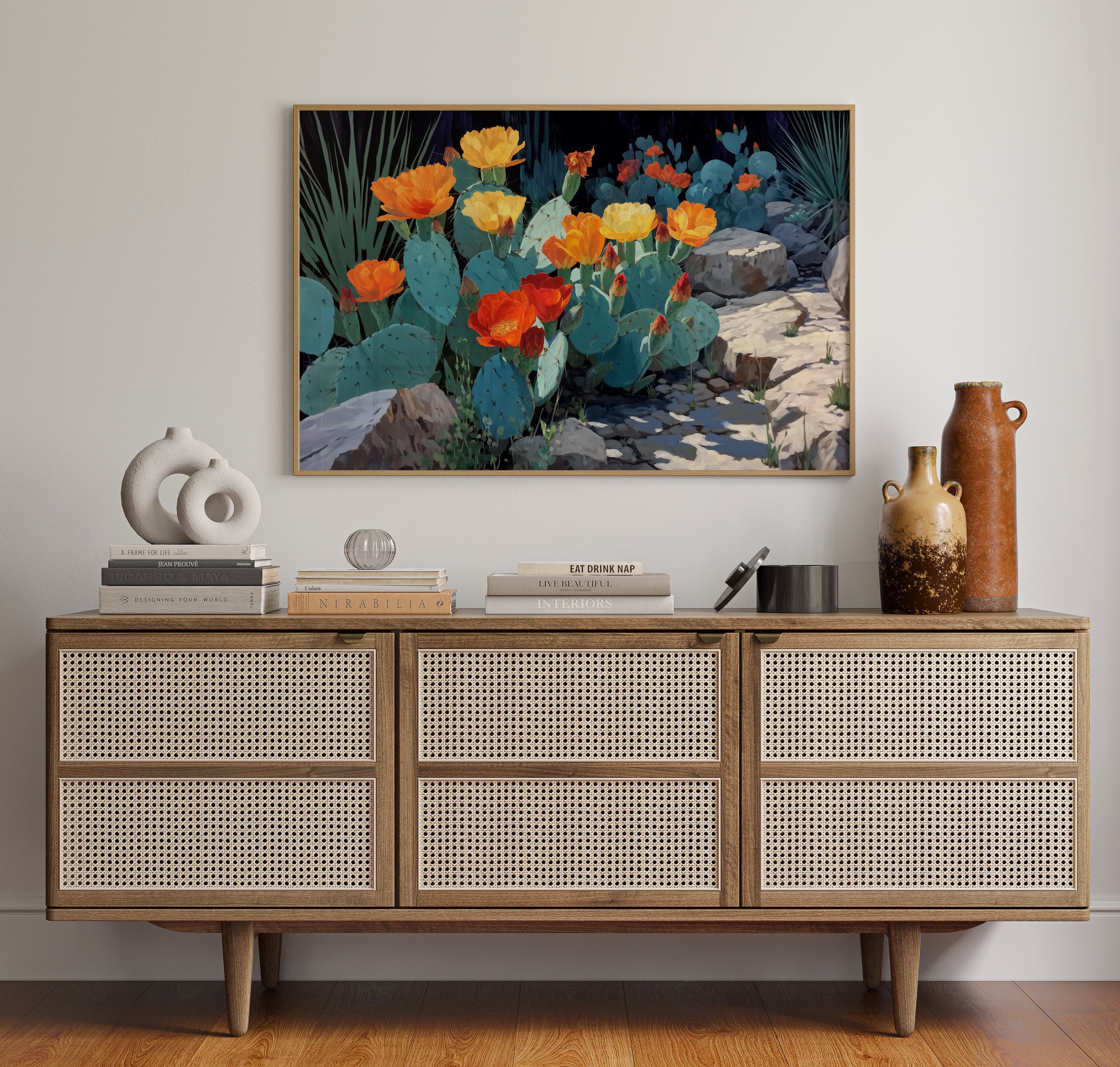 Desert Poppies Dance Among Turquoise Thorns
