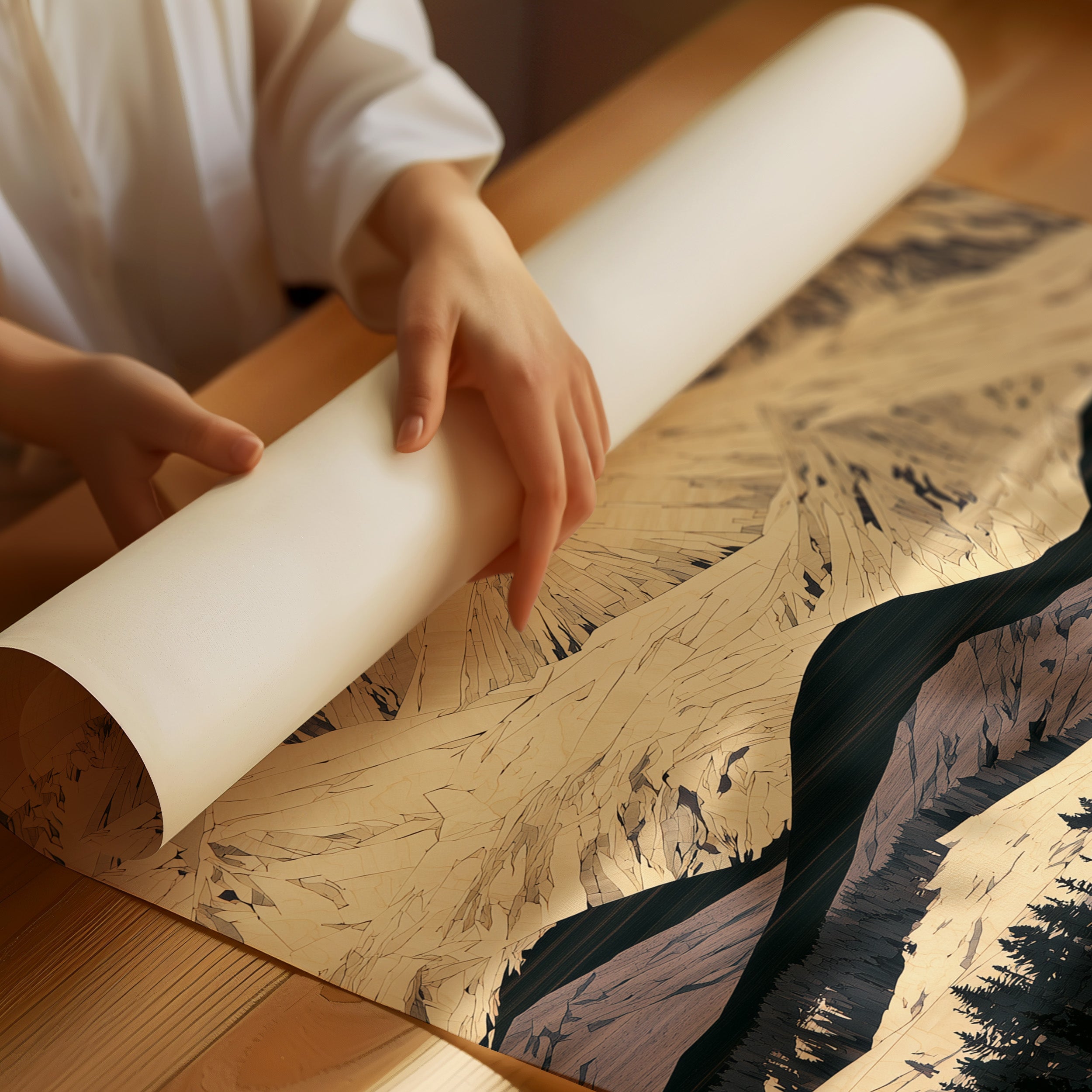 Snow Peak in Marquetry