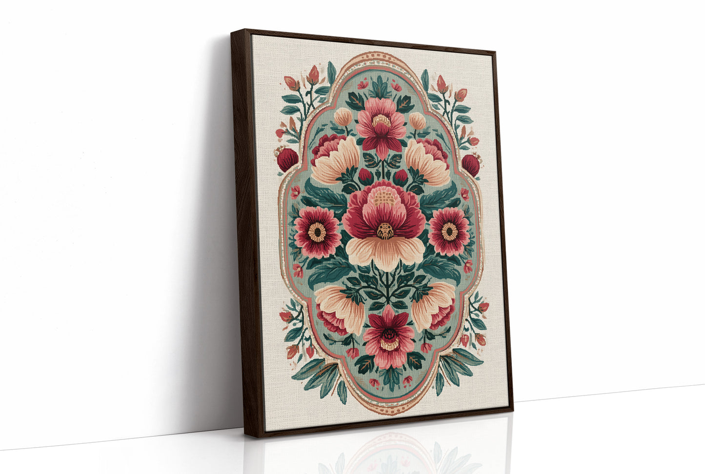 Sage Medallion: A Symmetrical Floral Tapestry