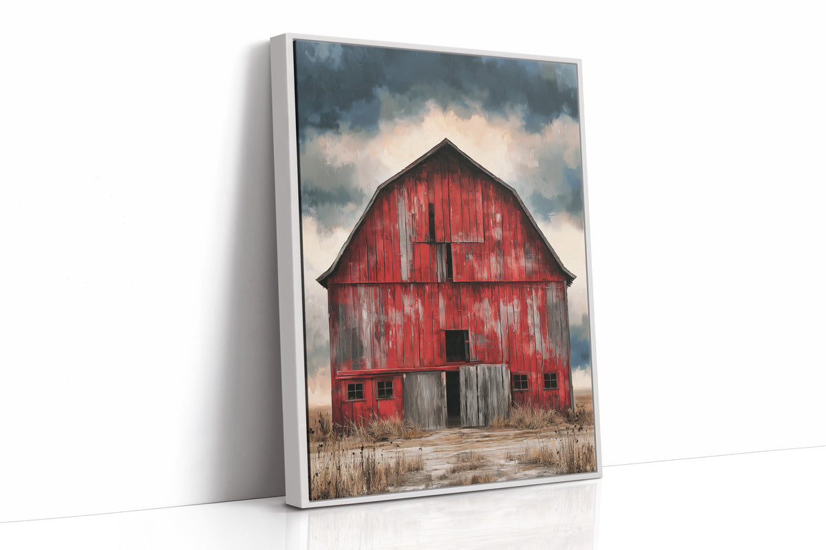 The Red Barn — Bold Decay Prairie Oil Painting