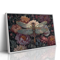 Iridescent Wings Among Blooming Peonies