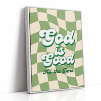 Retro Affirmations Wave Through Checkered Green
